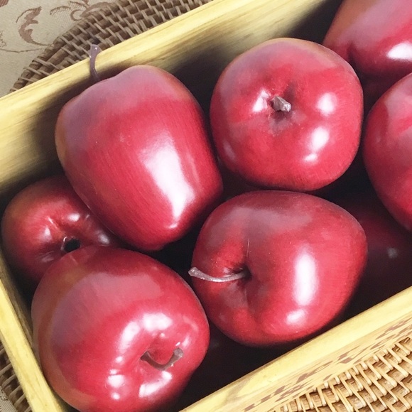 Vintage Life Size Realistic Artificial Fake Plastic 12 Red Delicious Apples Wood - Picture 4 of 8